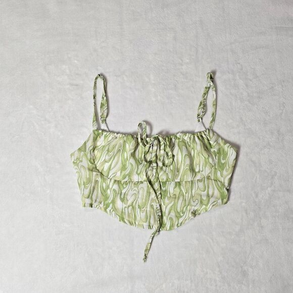 Kendall + Kylie Pacsun - Tie Front Swirl Print Crop Top, size Small - Picture 1 of 9